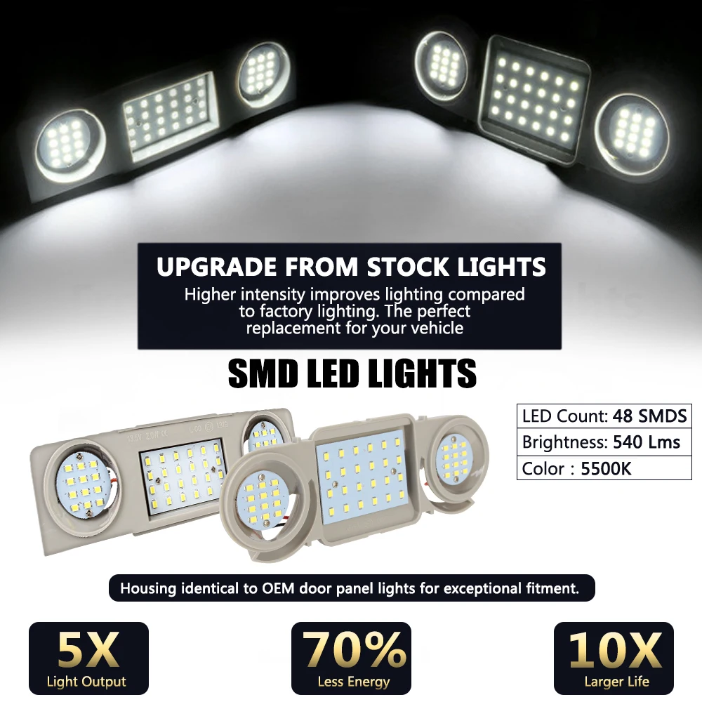 자동차 인테리어 돔 지붕 조명, 폭스바겐 파사트 CC B6 B7 골프 티구안 투란 시로코 좌석 레온 알함브라 스코다 슈퍼 옥타비아용, 48 LED