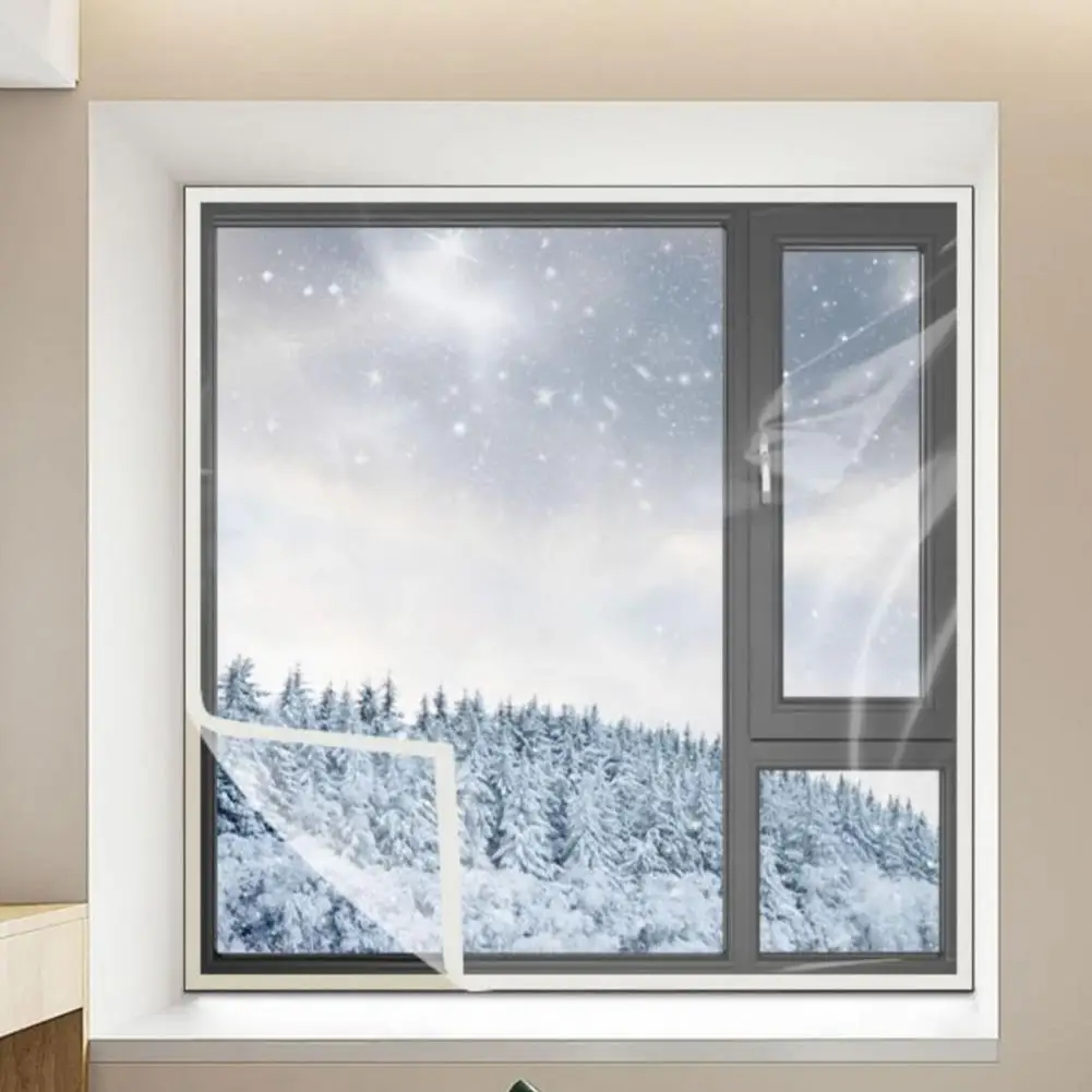 Winter Insulated Curtain Transparent Thermal Window Screen Self-Adhesive Window Protector Tarpaulin Insulating Foil For Window