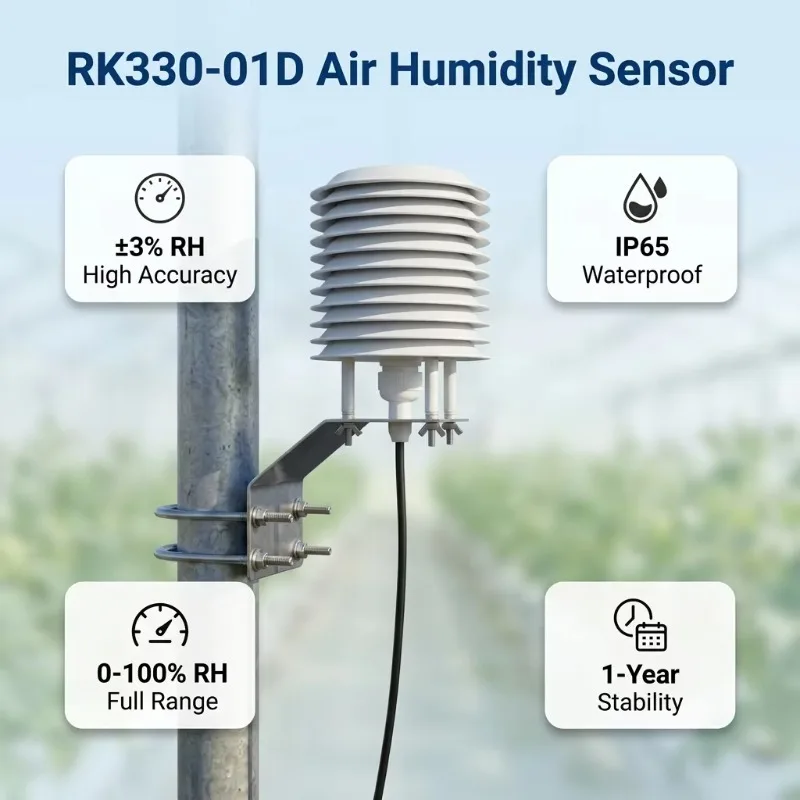 Industrial Grade RK330-01D Humidity Monitoring Sensor IP65 Waterproof RS485 for Environmental Data Collection System