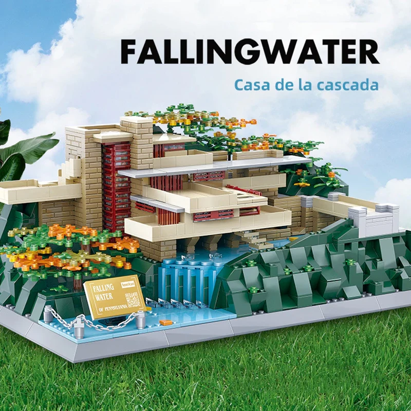 

American Falling Water Villa Building Blocks City Street View Educational Ornament Model Creative Toys Adult Kids Gifts 1221pcs