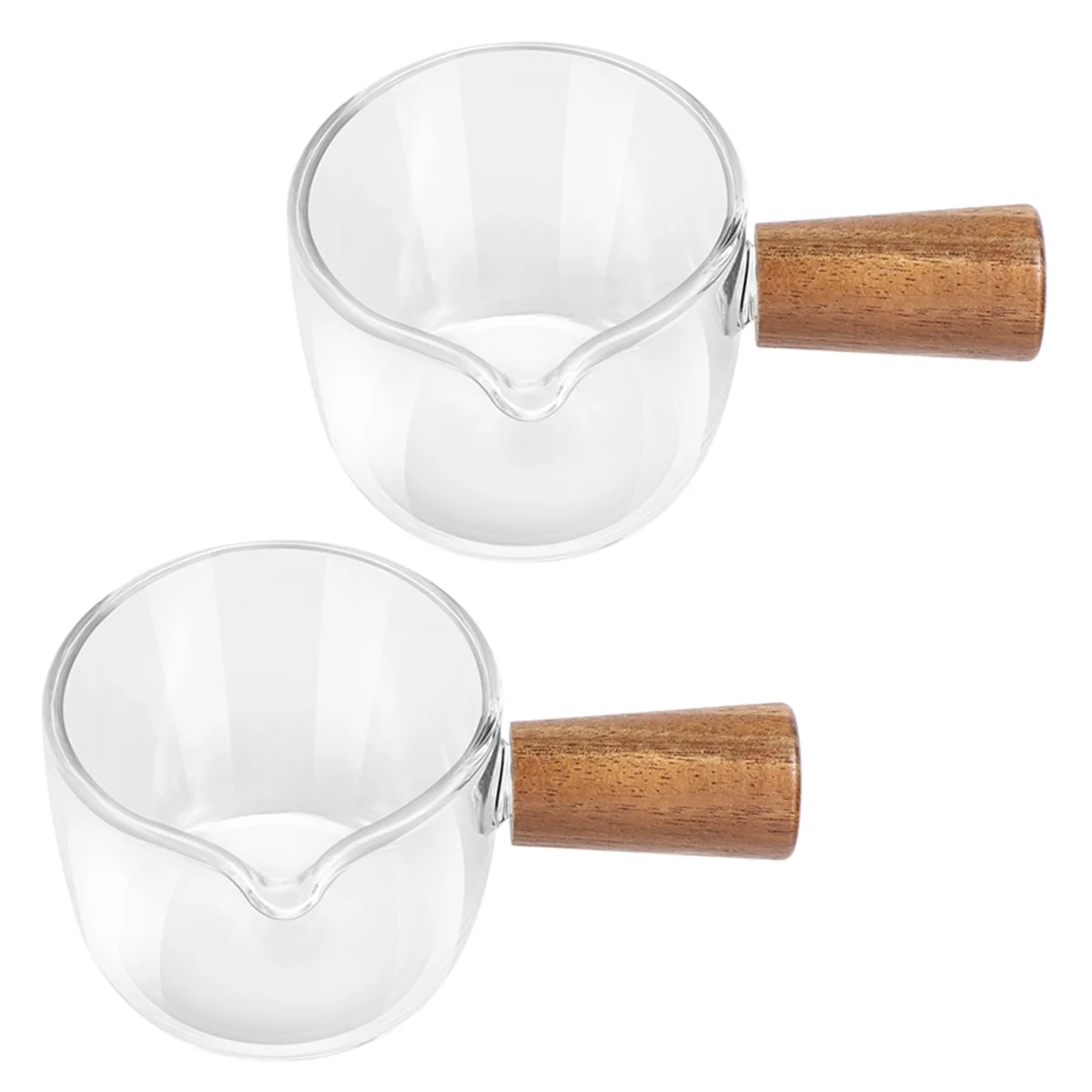 Crémier en verre transparent avec manche en bois, mini pichet à café et à lait, 2 pièces 50ml, contenance de 50ml