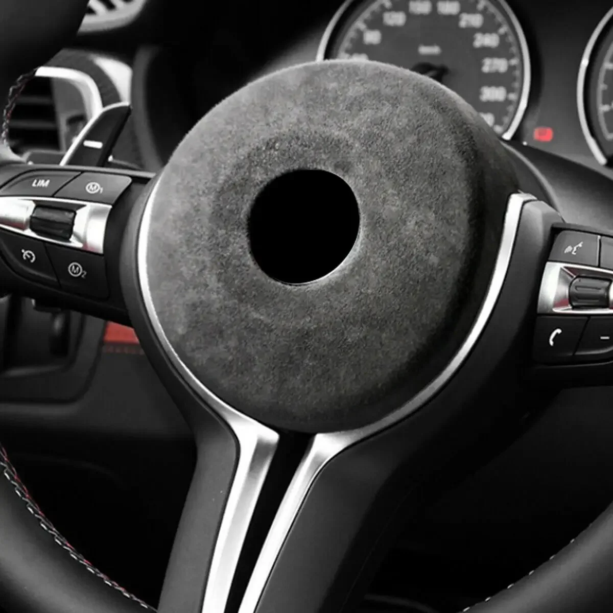 For BMW M SPORT F30 F34 F20 F21 F22 F32 F80 Car Steering Wheel Panel Cover Sticker Decorative Molding Trim Alcantara Black