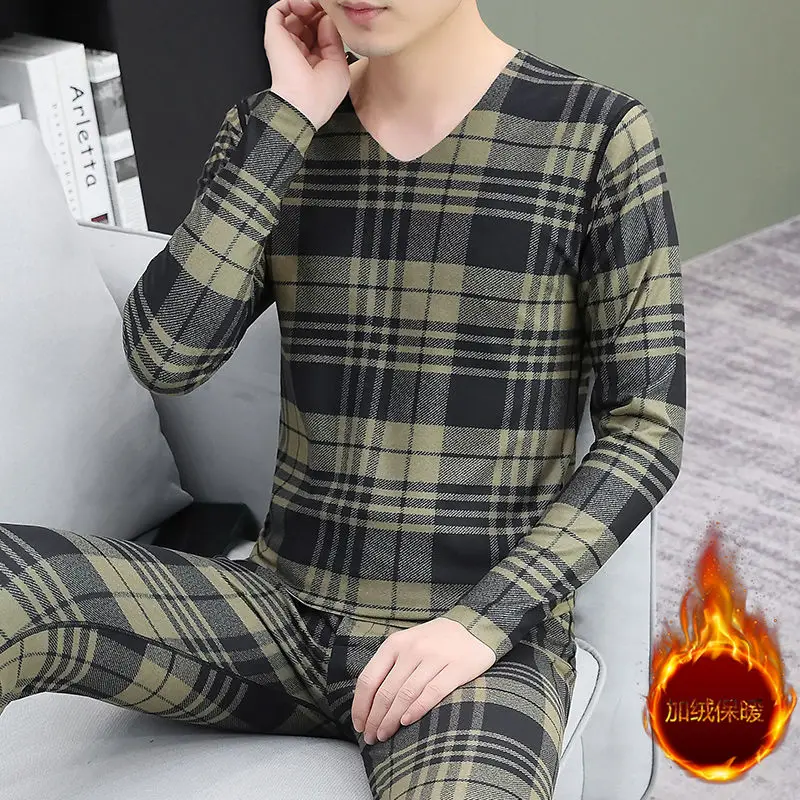 겨울용 보온 내의 세트 프라이머 고급 독일산 벨벳 무봉제 브이넥 롱존스 신상 방한 잠옷 남성용 수면복