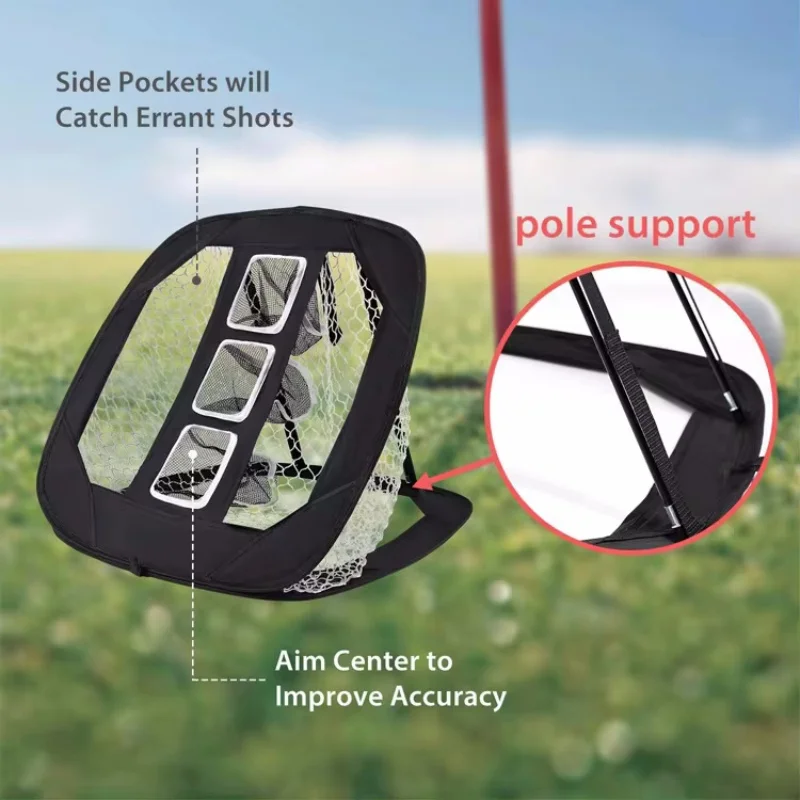 Foldable Golf Chipping Net for Backyard Indoor Portable Target Practice Golf Accuracy Swing Training Aid Pop Up Golf Hitting Net