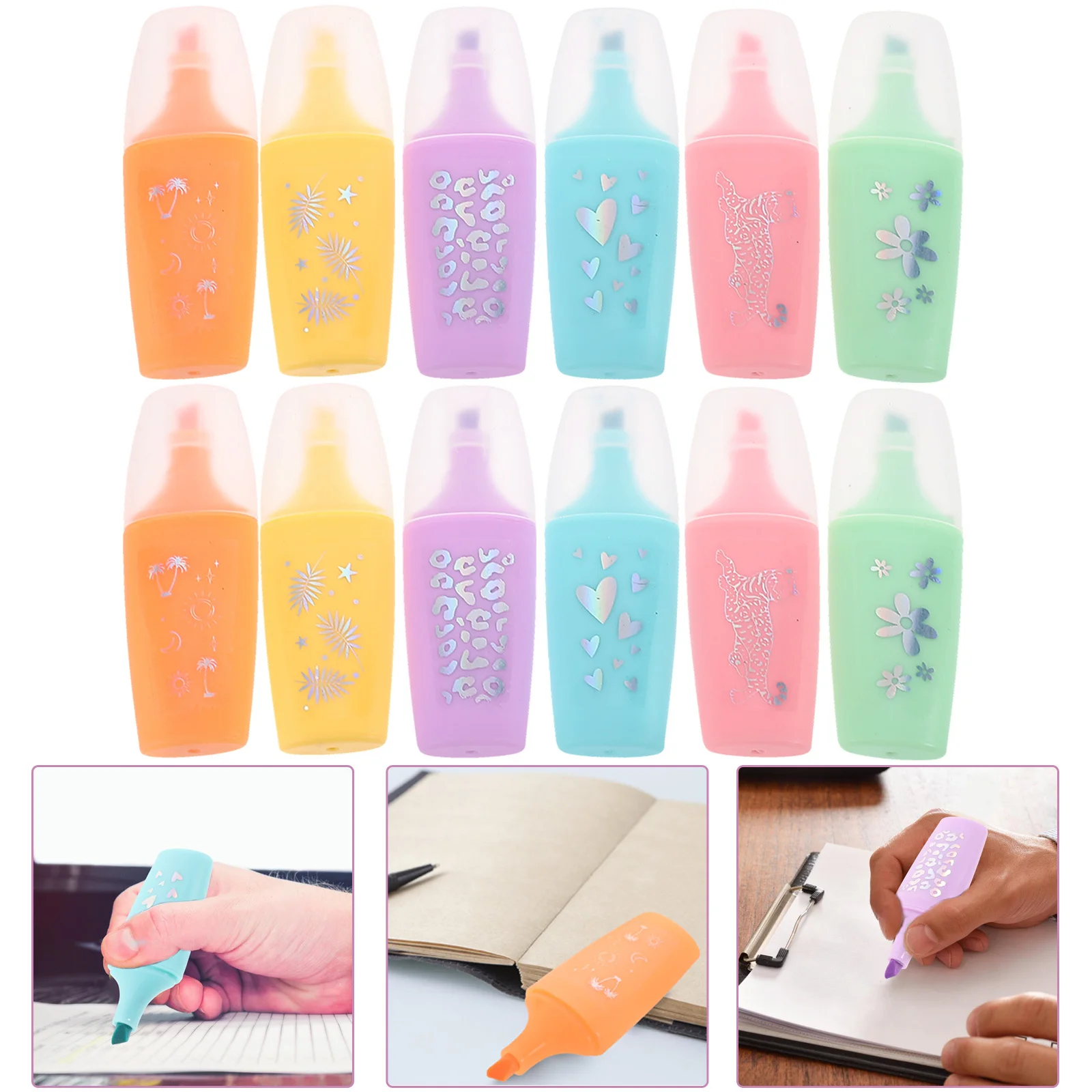 

24pcs Cartoon Highlighters Colorful Fluorescent Markers For Note Taking School Office Art Drawing Mini Highlighter Set