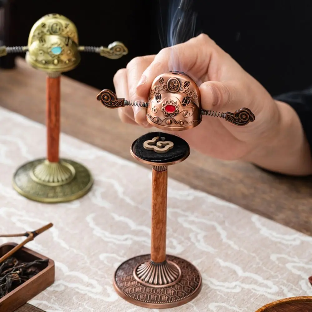 

Hollow Alloy Incense Burner Rotated Non-slip Hat Shape Fragrance Stand Non-stick Powder Multifunctional