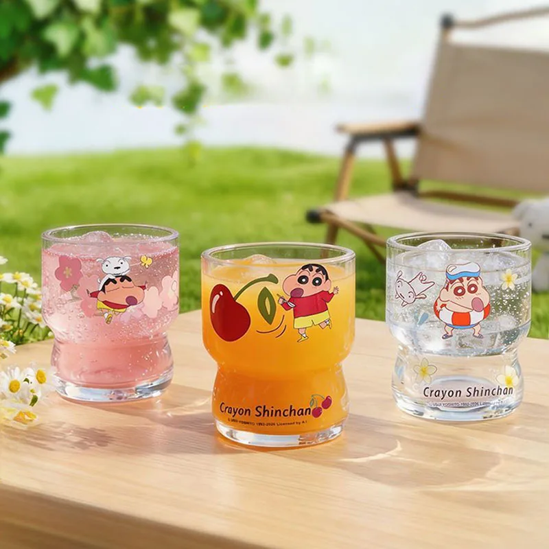 

Crayon Shinchan Food Grade Soda Lime Glass Cup Kawaii Cartoon Water Mug for Home Office Perfect Gift for Girls Friends Family