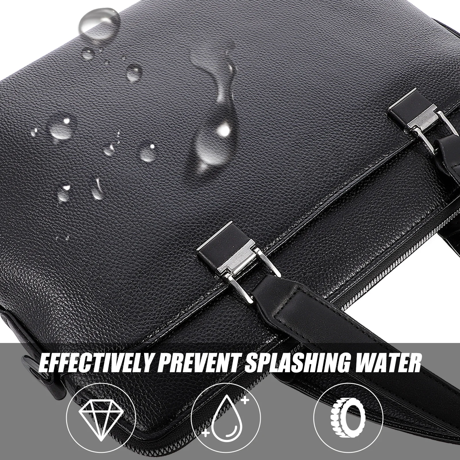 حقيبة كتف أنيقة للأعمال، محفظة ذات سعة كبيرة لملفات الكمبيوتر المحمول، حقيبة أعمال للهاتف المحمول، حقيبة من البولي يوريثان #3