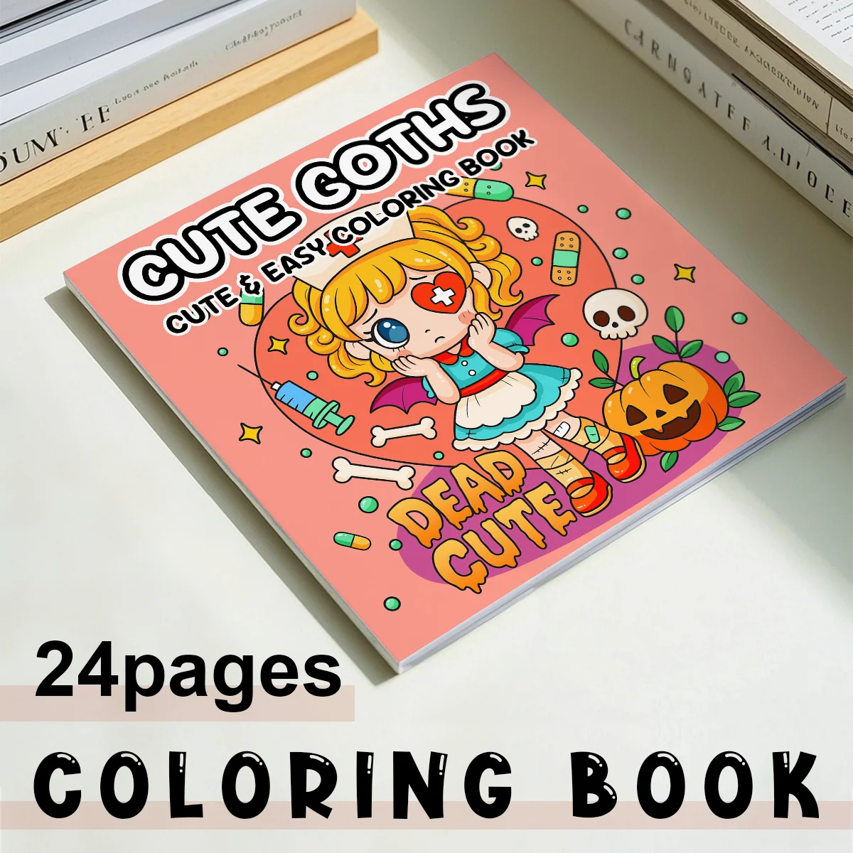 Dead Cute Goth Coloring Book, Creepy Kawaii Spooky Art, Easy Coloring Pages for Stress Relief & Art Therapy