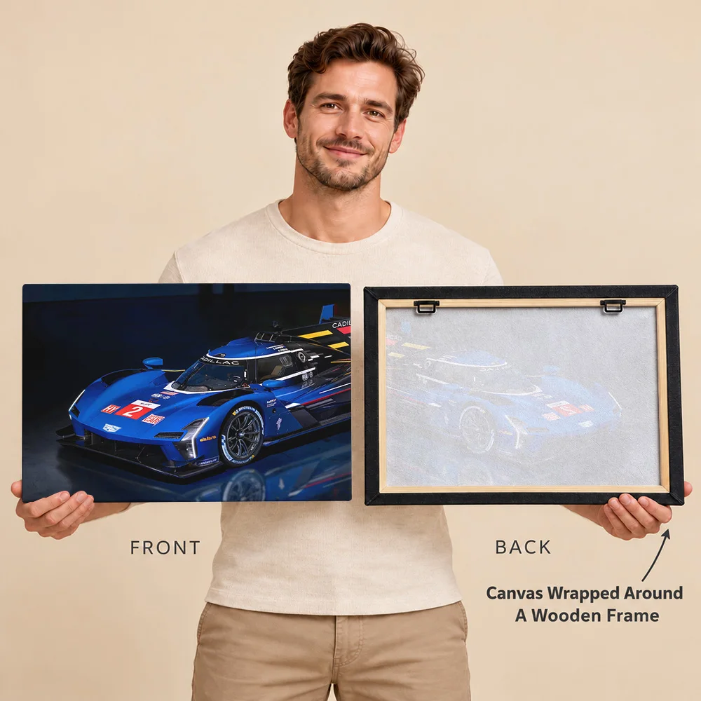 American V LMDH Car Gallery Wrapped Canvas Print Customized Photo Blue Studio Perspective Wall Art For Garage Collector Gift