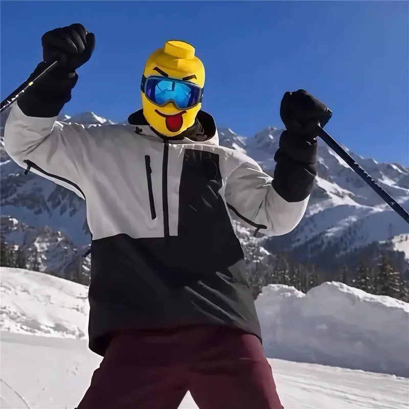 Funny Snowboard Face Mask Outdoor Cycling Windproof Head Cover Toy Block Person Printed Yellow Man Mask Funny Design Balaclava