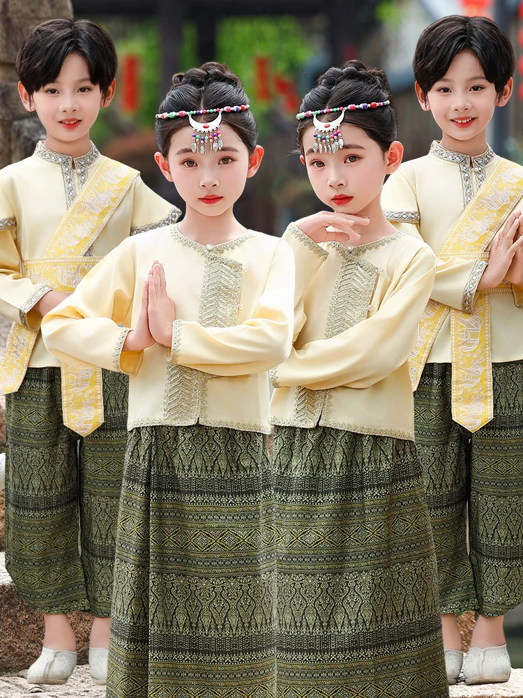 

Tai Ethnic Children's Clothing Skirt Style Daily Wear for Girls And Boys from Xishuangbanna Suitable for Water Splashing Fest...