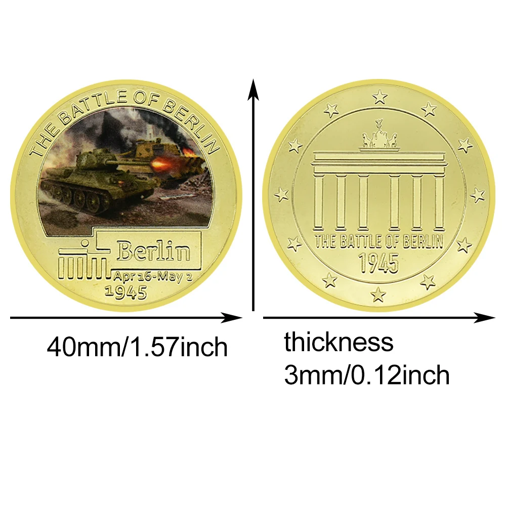 WWII Battle of Berlin Gold - Plated Coins (5pcs) | Commemorate 1945 Berlin Campaign | Unique Military History Collection