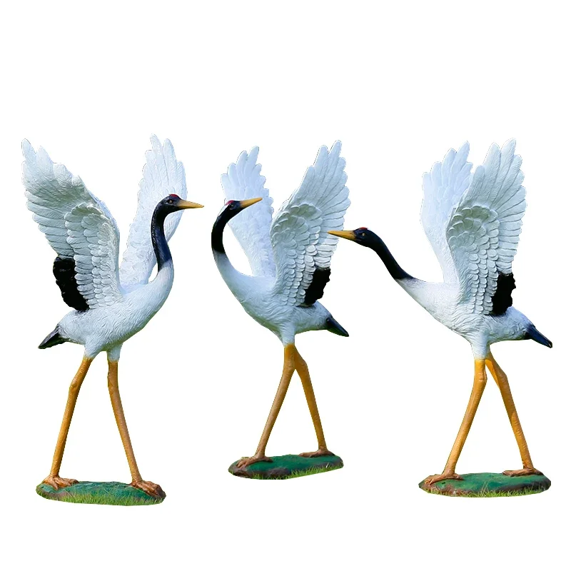 FRP simulation crane red-crowned crane sculpture ornament garden courtyard rockery pool garden landscape animal decoration