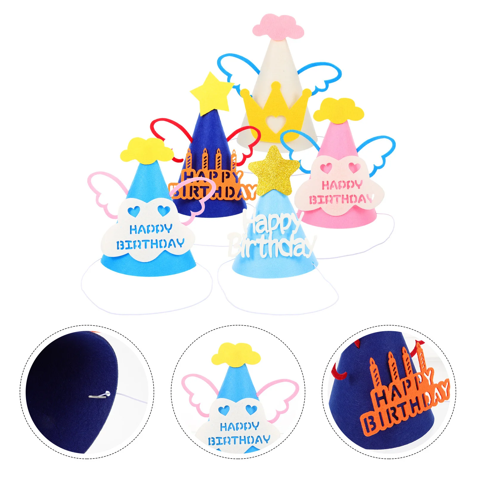 

5Pcs Birthday Hat Prop Cloth Party Hats for Kids Birthday Celebration Kid Party Headwear Supplies Kids Holiday Hats