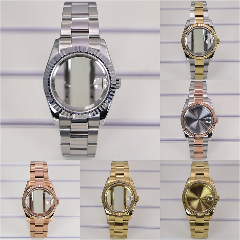 

36mm 39mm high quality Watch Case and Strap Waterproof Part Sapphire Glass For NH35 NH36 NH34 NH70 8215 Movt 28.5mmDial Datejust
