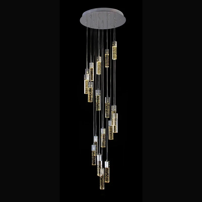 

Ceiling Hanging Pendant Lights Transparent Glass Crystal Modern ing led staircase Lamp