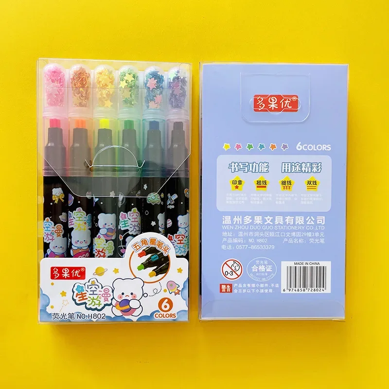 6 ألوان/مجموعة Kawaii ستار قلم تحديد لون الحلوى لطيف الختام القلم حساب اليد طالب الهدايا اللوازم المكتبية المدرسية #4