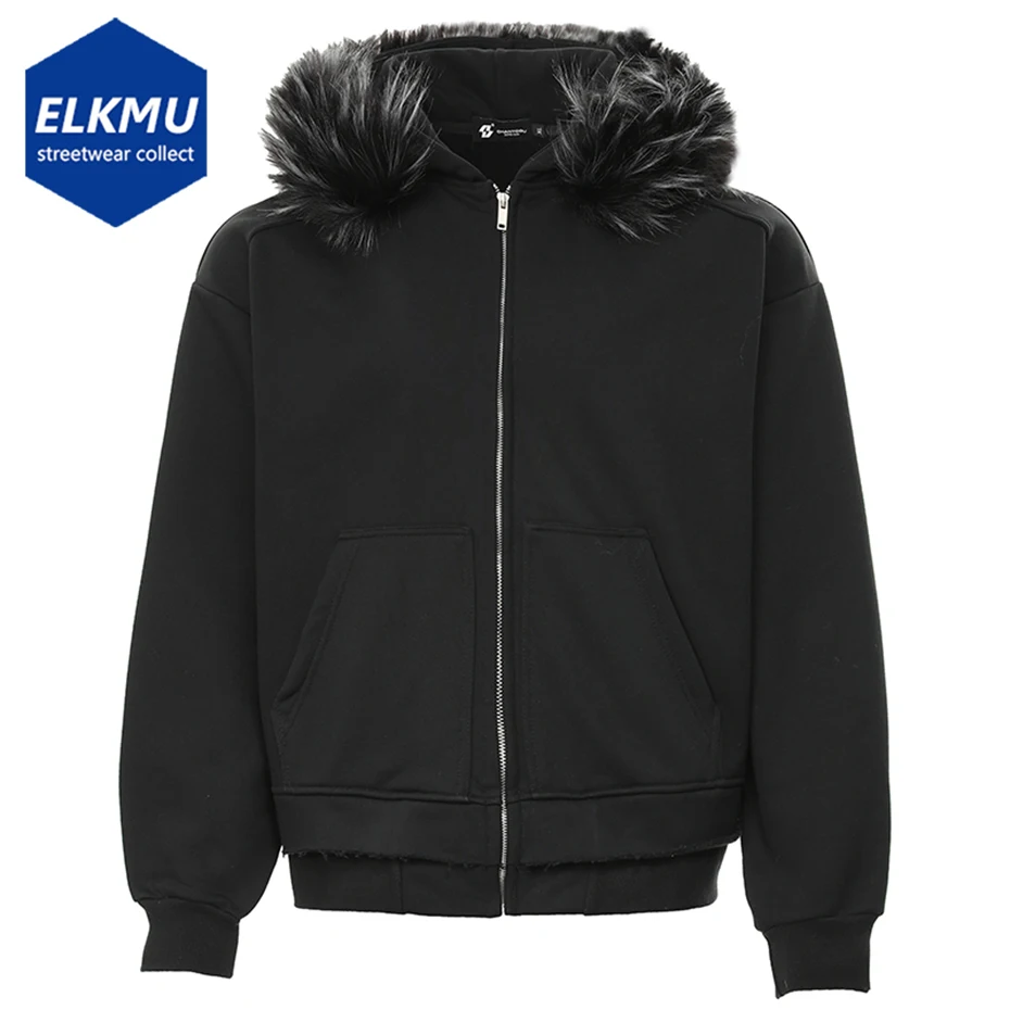 

Fur Collar Hoodies Men Streetwear Harajuku Hip Hop Oversized Hoodie Hooded Sweatshirt Loose Casual Hoodie Jackets