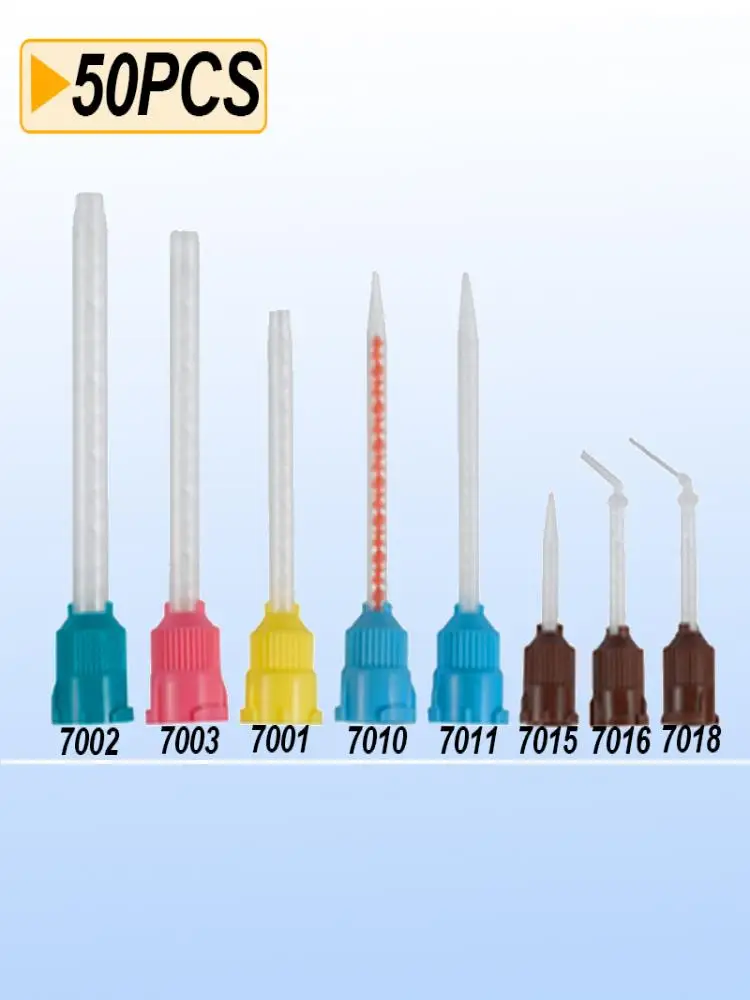 Embouts de mélange d'empreintes dentaires jetables, Tube de mélange, Film en caoutchouc de Silicone, produit dentaire, matériaux de dentisterie, 50 pièces/paquet