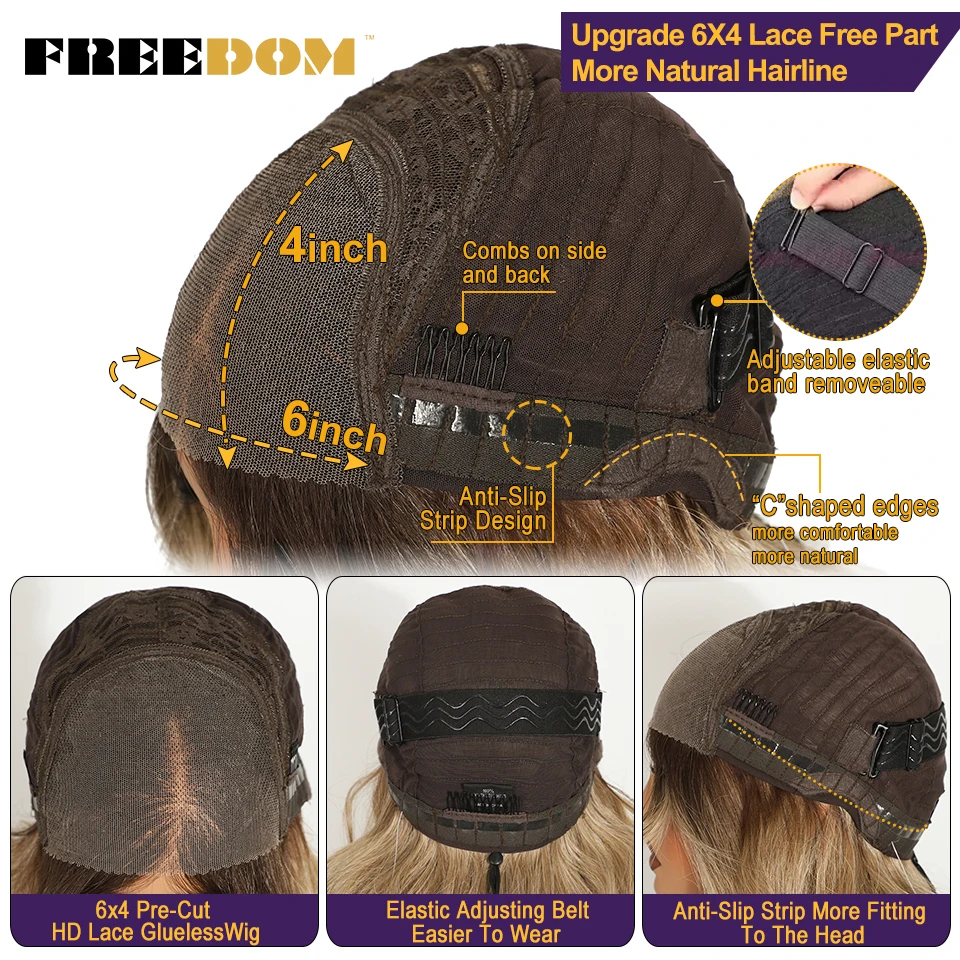 الحرية الاصطناعية الدانتيل الجبهة الباروكات للنساء السود أومبير شقراء 6x4 الجسم موجة شعر مستعار الدانتيل مع الانفجارات مقاومة للحرارة شعر مستعار تأثيري