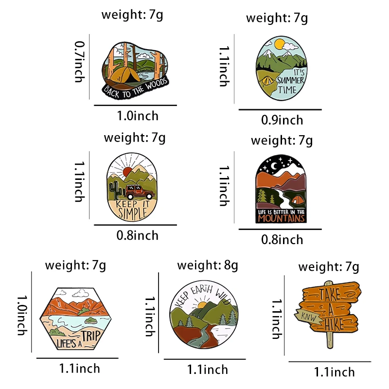 Camping Outdoors Enamel Pins Custom Wild Hiking Adventure Mountain Trip Brooches Lapel Badges Funny Jewelry Gift for Friends