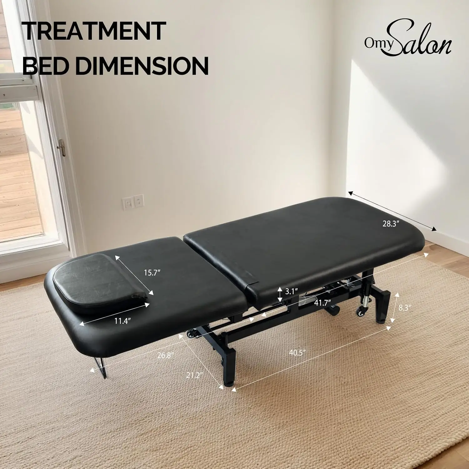 2 Motors Electric Lift Massage Table, Heavy Duty Treatment Bed, Adjustable Height & Backrest Facial Bed for, Customized