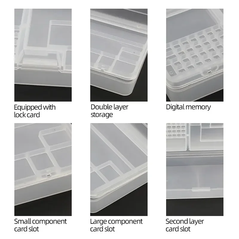 Transparent Plastic Storage Box, Multi-Grid Tool Organizer for Electronic Components, Small Screws & Accessories