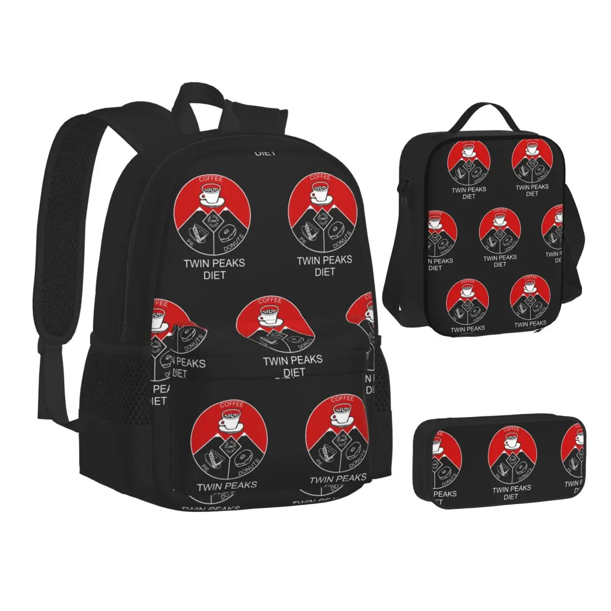 Twin Peaks Red Room Backpacks Boys Girls Bookbag School Bags Children Rucksack Lunch Bag Pen Bag Three-Piece Set