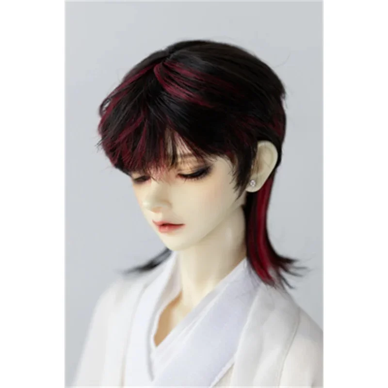 BJD Puppe Perücke 1/3 1/4 1/6 1/8 Weiche Milch Seide Rot Schwarz Kurze Haare Jungen Mädchen Wolf's Tail Highlights 23-24 cm Spielzeug Puppe Zubehör