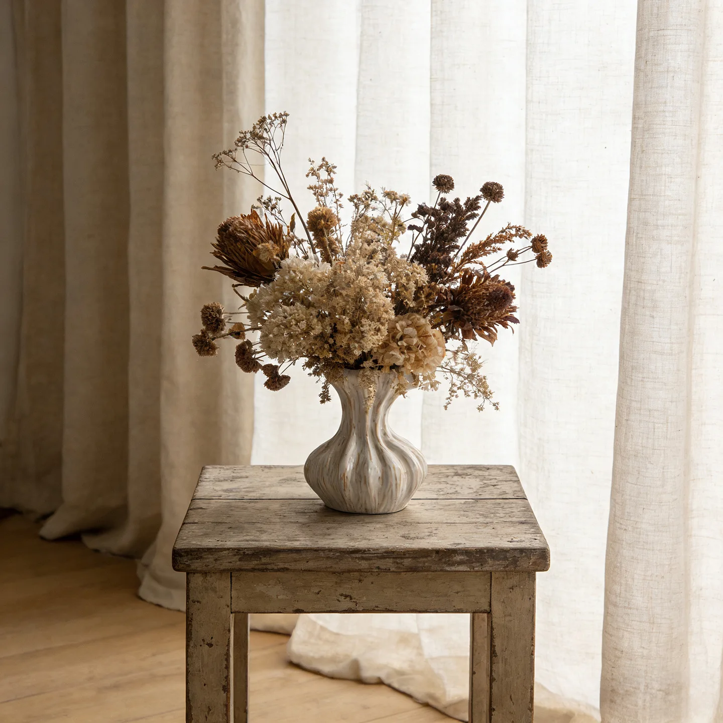 Pumpkin Gathered Ceramic Vase with Gift Box Coffee Table Decor Farmhouse Modern Nordic Dried Flower Pot Minimalist Home Ornament
