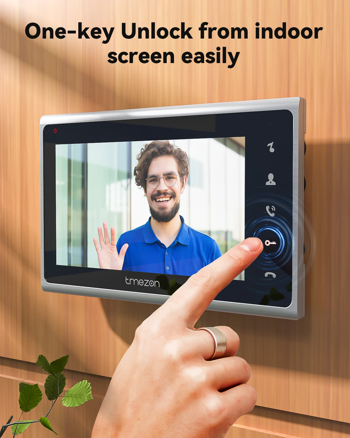 TMEZON 2 wire video door phone doorbell intercom system,7 inch monitor with wired bell, touch button