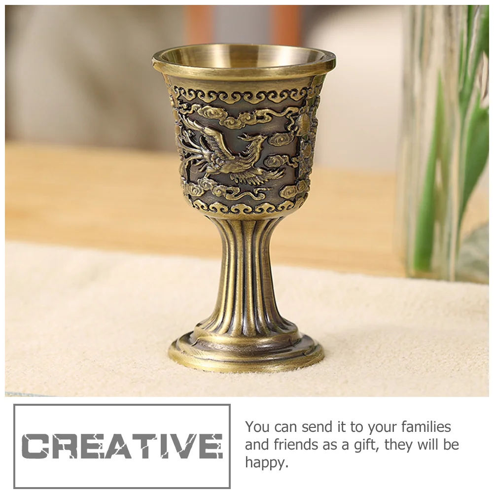 

Bronze Dragon Phoenix Wine Cup Zinc Alloy Goblet For Home Party Hotel Dinner Liqueur Cup Household Kitchen Bar Accessory