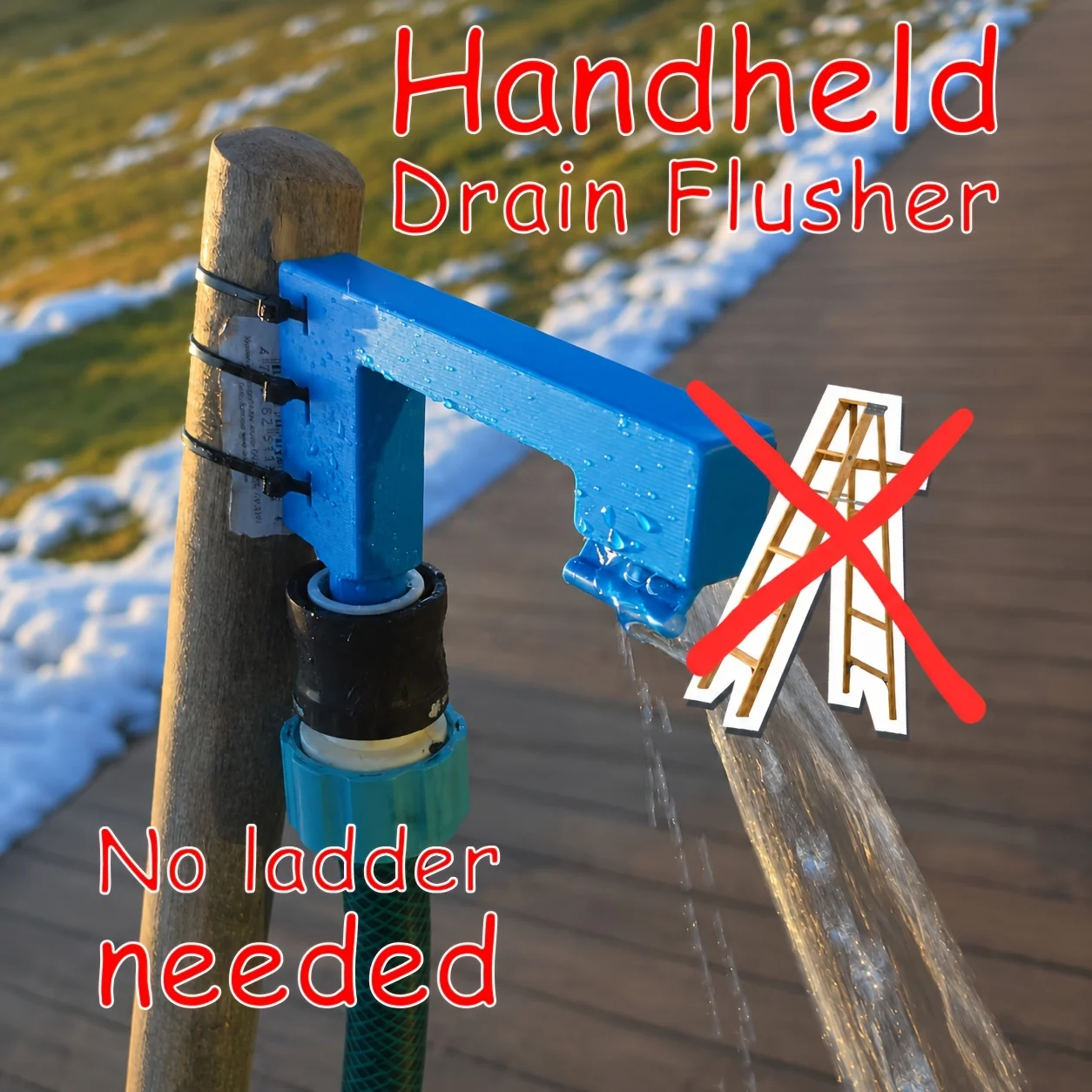 Labor-Saving No Climb Eaves Cleaning Tool Portable Hook Roof Gutter Washer High Pressure Water Spray Nozzle For Home Exterior
