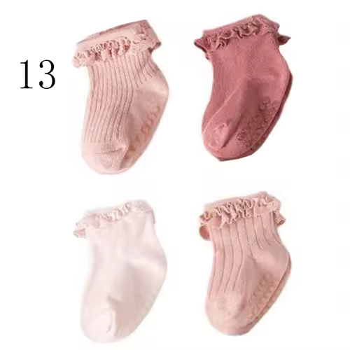 4Pair/lot new baby children's non-slip autumn winter cotton socks solid color baby foot socks - Image 16