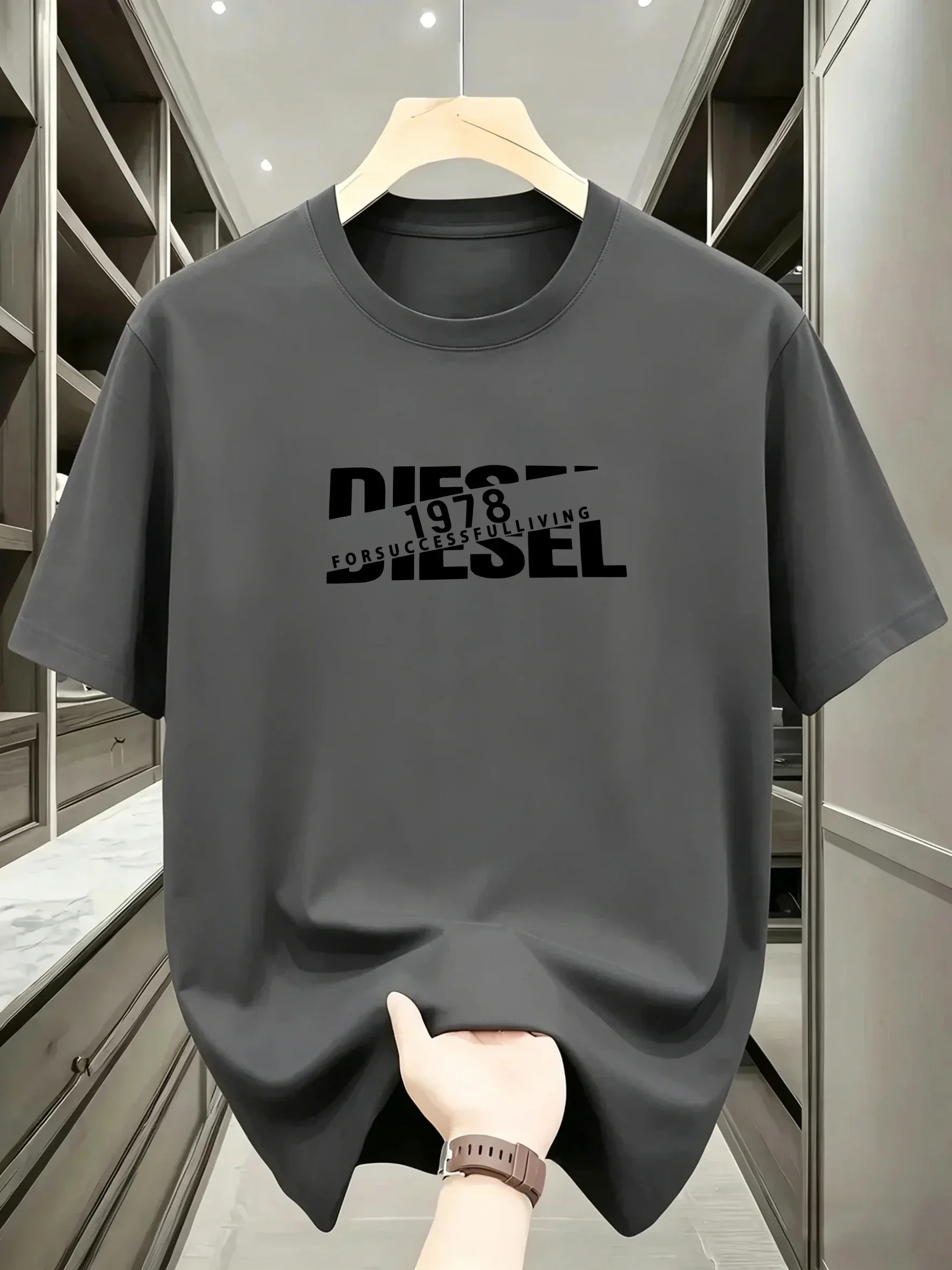New European and American Trendy Men's Fashionable Casual Short Sleeved T-shirt, Solid Color T-shirt, Men's Summer Sports Tops image 5