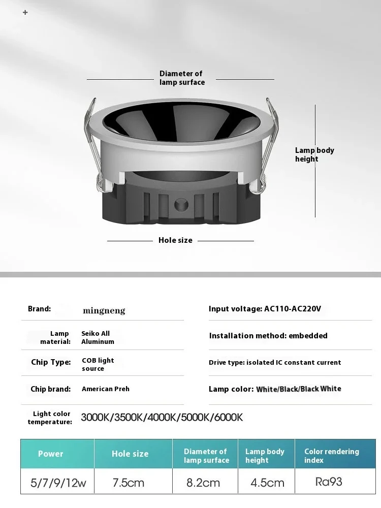 Adjustable Angle Ultra-thin Short Models Deep Anti-glare Home Recessed Led Wall Washer Lights Ceiling Light Spotlights