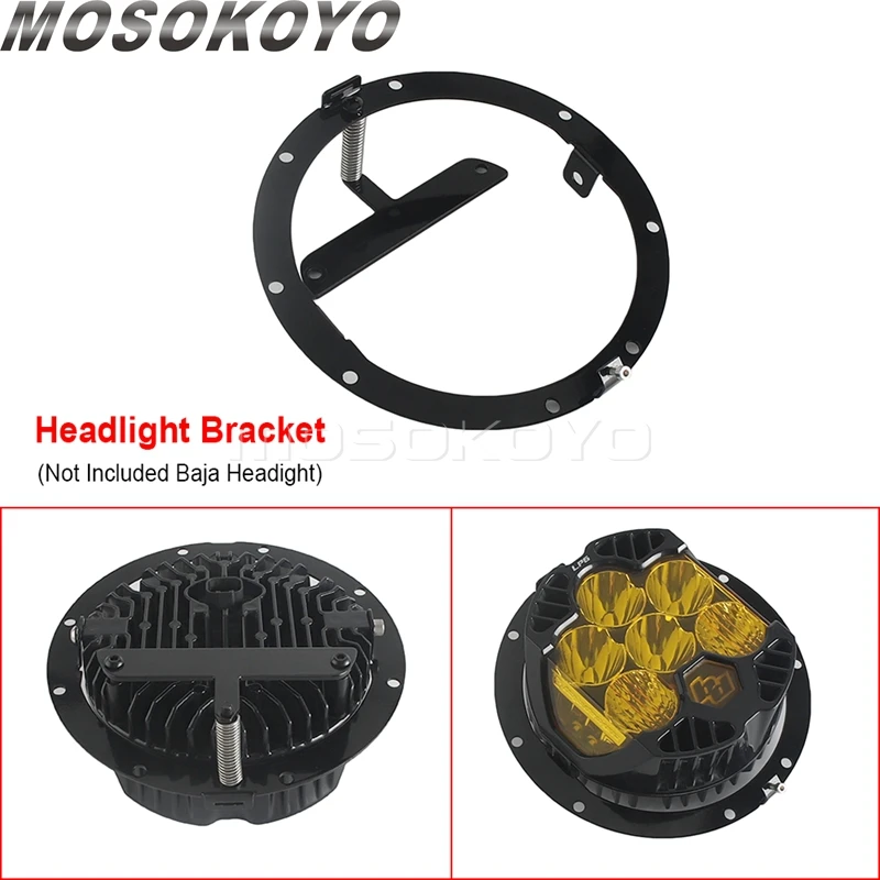 

For Baja Designs LP6 Headlight Bracket Mount 7" Headlamp Bracket Ring For Harley Touring Street Glide Ultra Tri-Glide Road King