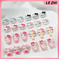 Breloques d'art stéréo 3D pour ongles en résine, dessin animé Hello Kitty, fournitures de manucure, bijoux de bricolage, cadeau de décoration de nœud papillon, accessoires, 20 pièces