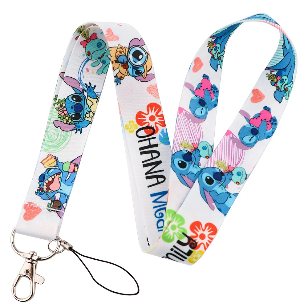 Stitch Lanyard Neck Strap Cartoon Key Bundle for Pendant Key ID Badge Holder Key Ring String Hang Rope Lariat Accessories