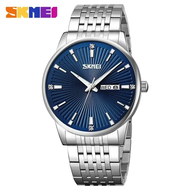 

SKMEI 9323 Stainless Steel Watch Mens Fashion Japan Movement Strap Date Week Quartz Wristwatches Waterproof Relogio Masculino