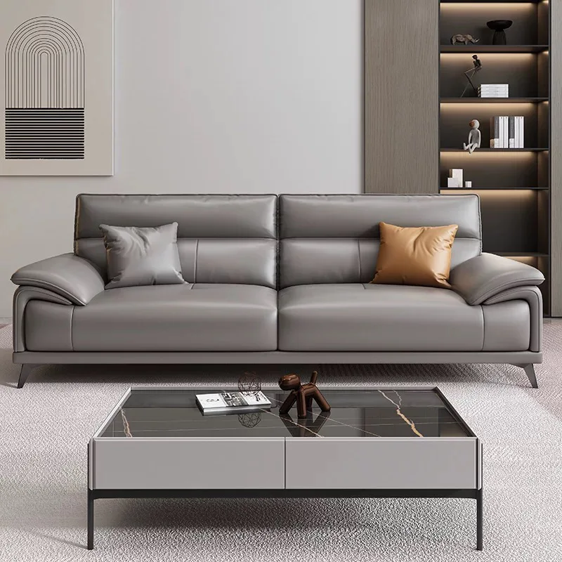 Semplice, moderno, ufficio, pelle, divano, business, reception, VIP