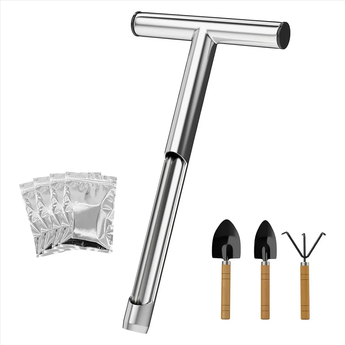 2025+ Soil Sample Probe, 12 Inch T-Style Handle Soil Probe Rod for Lawn Farm Golf Course, Soil Probes for Soil Sampling