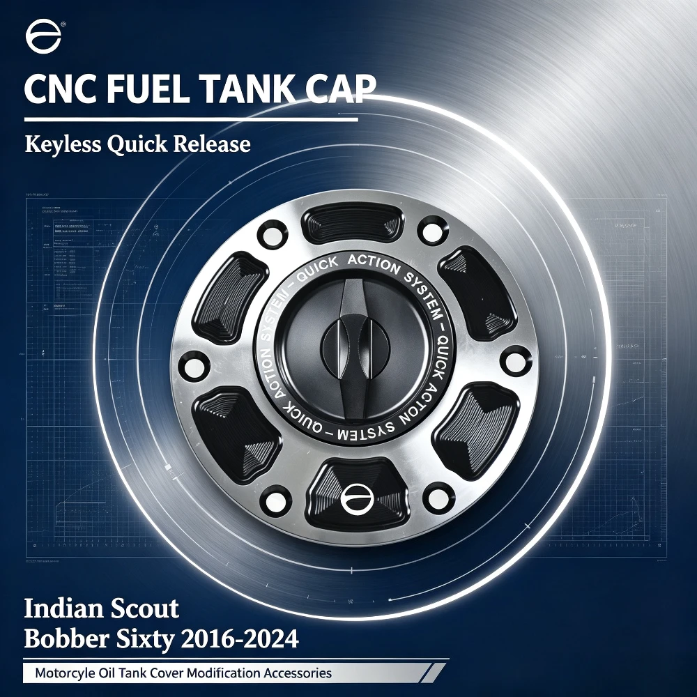 For Indian Scout/Bobber/Sixty 2016-2024 CNC Aluminum Fuel Tank Cap Keyless Quick Release Oil Tank Cover Motorcycle Accessories