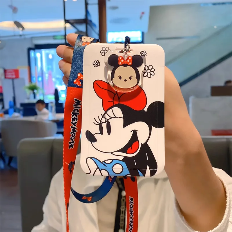 Japanse Disney Minnie Mickey Donald eend muiskaart kinderen helften nek touw reisaccessoires certificaat borstkaart