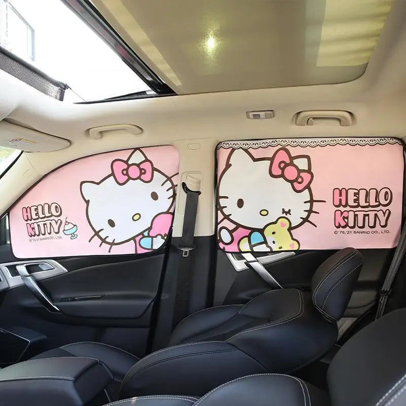 

Cartoon Hellokitty Inside Car Sunshade Curtain Cute Anime Sanrio Printing Heat Insulation Curtain Kids Privacy Curtain Girl Gift