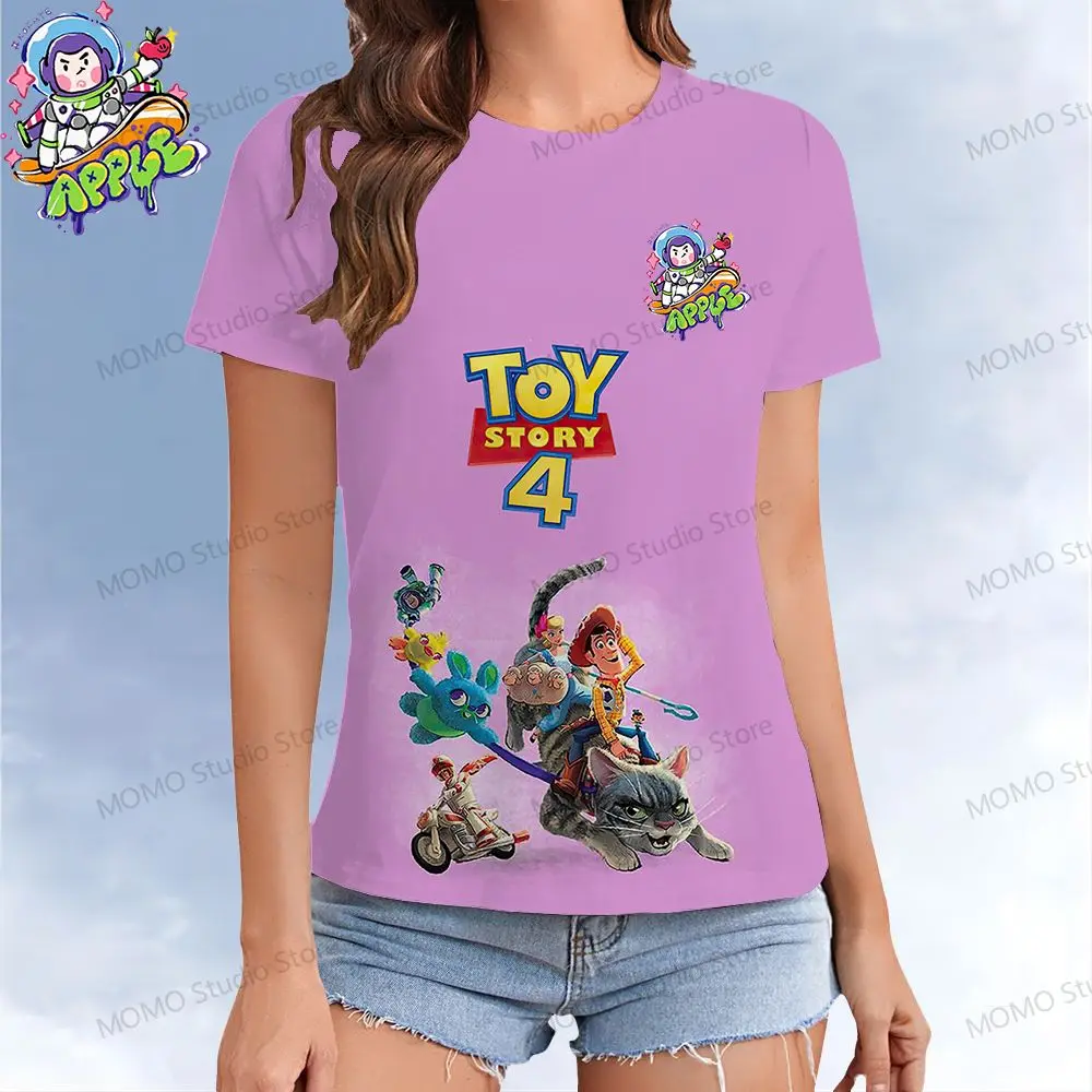 Disney Toy Story Women's T-shirt Buzz Lightyear Street Wear Summer Y2k 2024 T-shirts O Neck Woman Clothing Kawaii XS-3XL Leisure