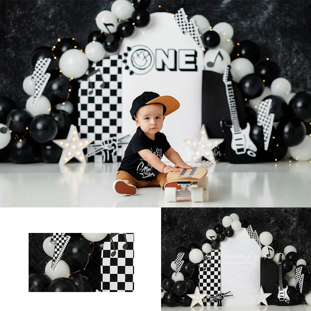 

Rock Balloons Arch Backdrops Kids Boy Photography Child Birthday Cake Smash Photocall Backgrounds