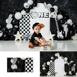 Rock Balloons Arch Backdrops Kids Boy Photography Child Birthday Cake Smash Photocall Backgrounds