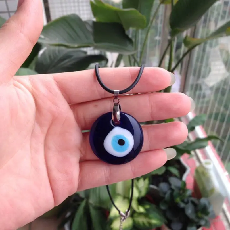 ZB91 Unisex for Evil Eye Pendant Necklace with Wax Rope for Jewelry Accessories Gift